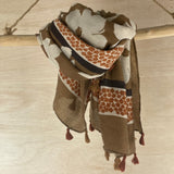 Floral Periwinkle Tassel Scarf - Mustard