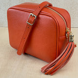 Leather Crossbody Camera Bag - Burnt Orange