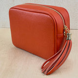 Leather Crossbody Camera Bag - Burnt Orange