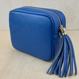 Leather Crossbody Camera Bag - Royal Blue