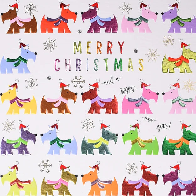 Luxury Merry Christmas Scottie Dogs Card