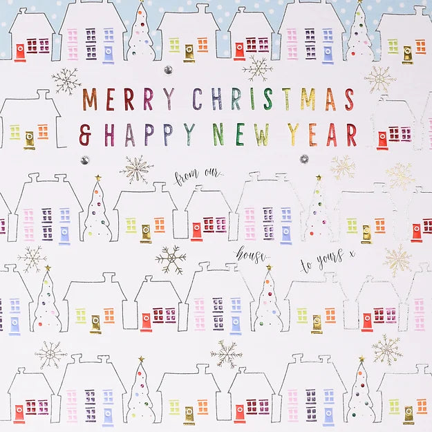Luxury Merry Christmas Houses Card