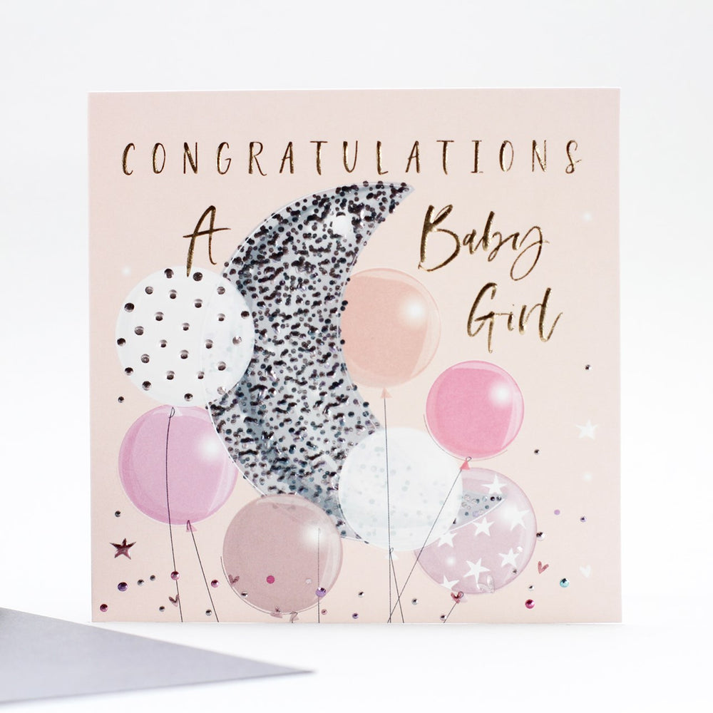 Congratulations Baby Girl Balloon Card