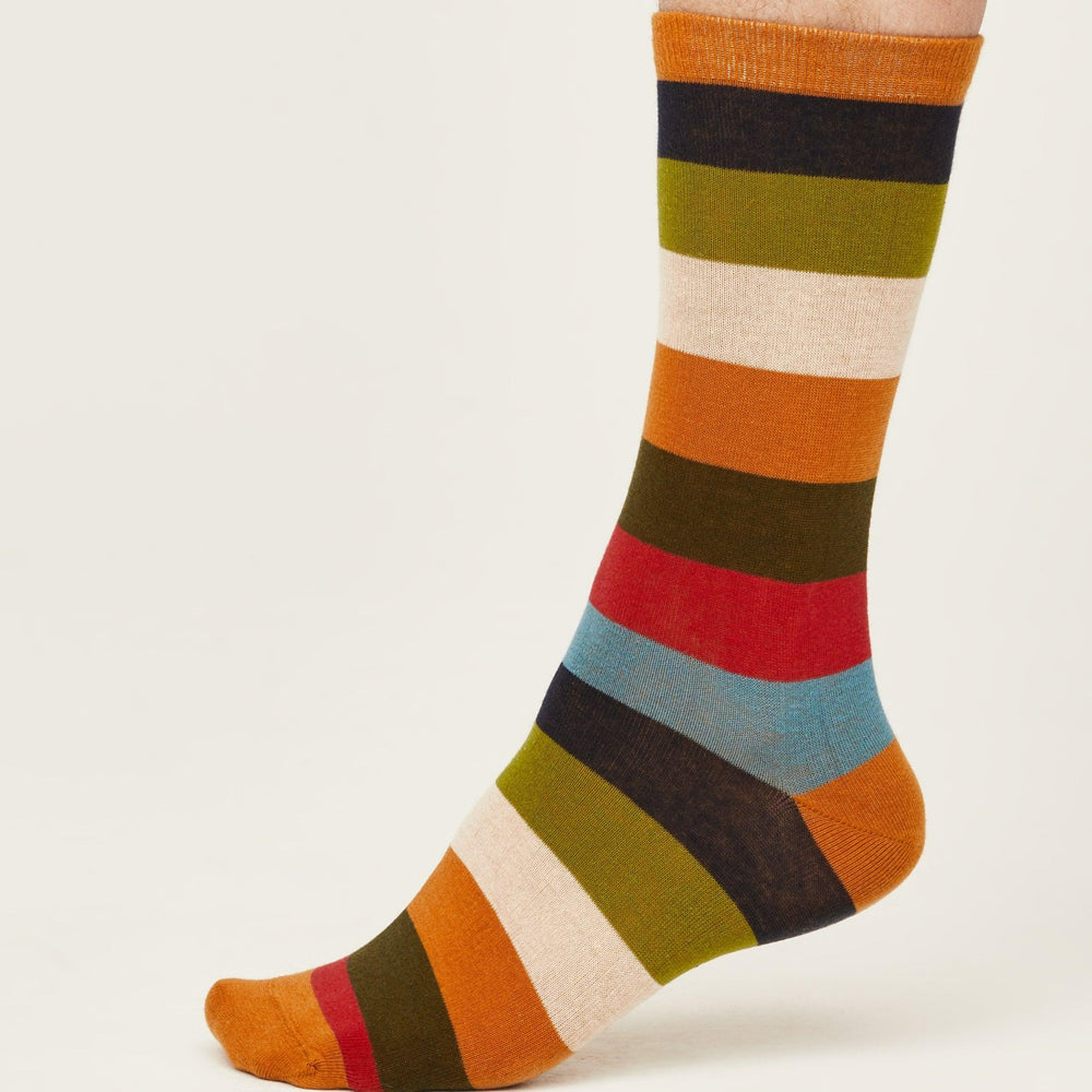 Geometric Stripe GOTS Organic Cotton Socks - Amber Yellow