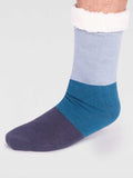 Orion Organic Cotton Slipper Cabin Socks - Foam Blue