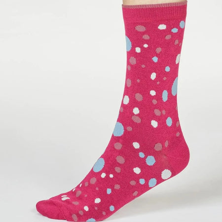 Lucile Polka Bamboo Socks - Magenta
