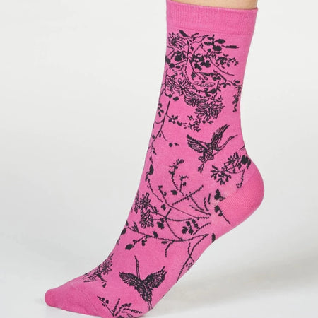 Fina Bird Bamboo Socks - Violet Pink