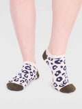 Reese Leopard Print Bamboo Trainer Socks - Cream