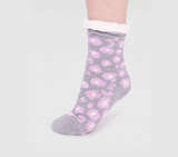 Sable Animal Print Organic Cotton Cabin Socks - Grey