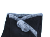 Faux Suede Gloves With Pompom Buttons - Black