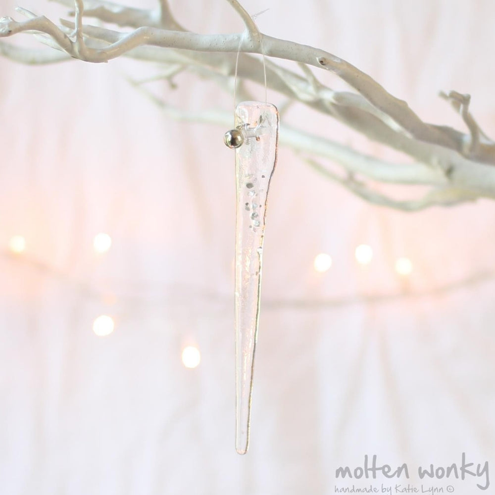 Glitter Icicle Fused Glass Decoration