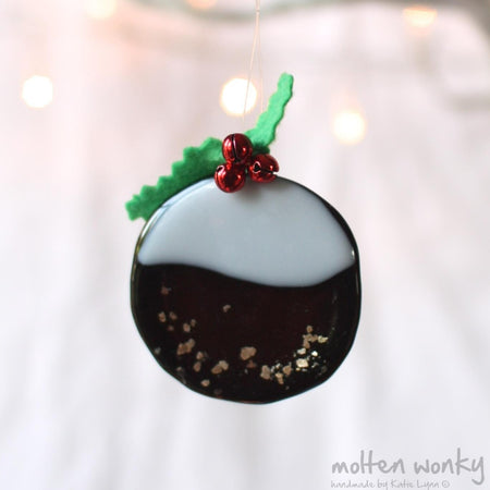 Little Pudding Fused Glass Decoration