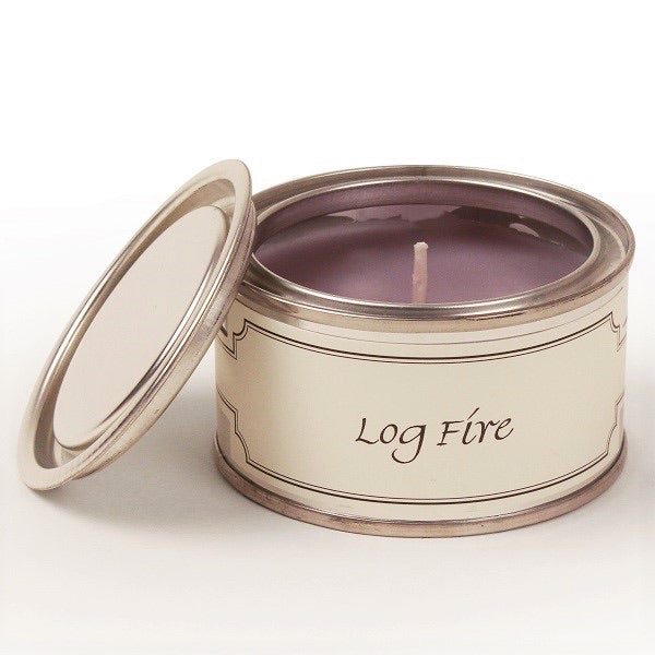 Log Fire Paint Tin Candle