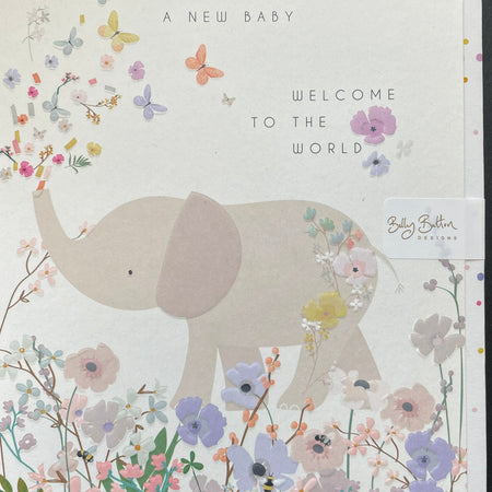 Elephant New Baby Meadow Card
