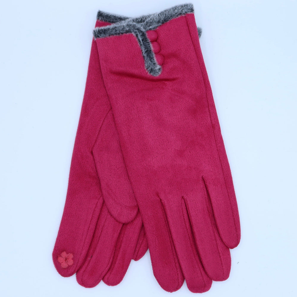 Faux Suede Gloves - Fuchsia my