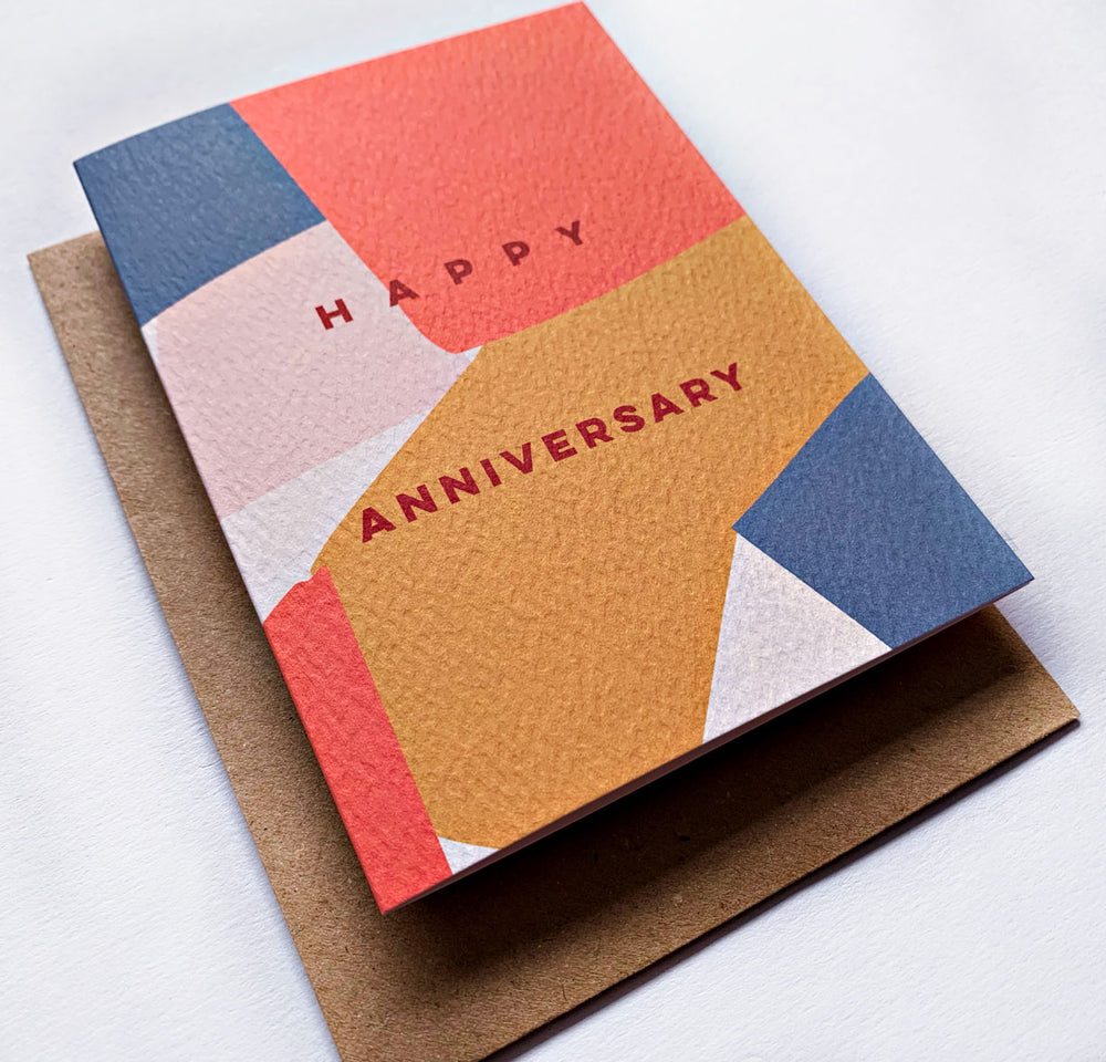 Happy Anniversary Overlay Shapes Art Card