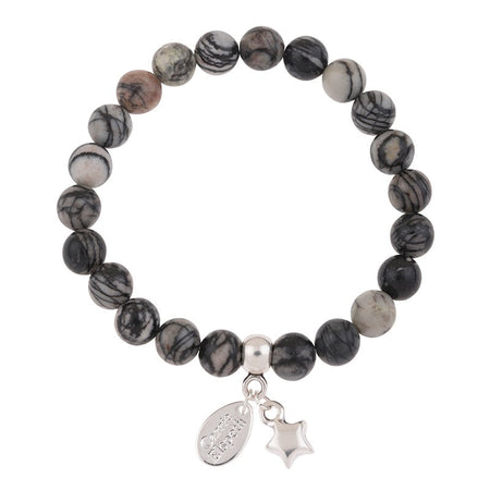 Black Veined Jasper Gemstone Bracelet