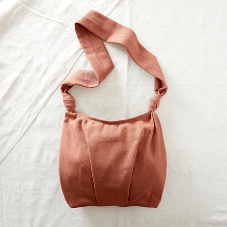 Slouchy Cotton Cross Body Bag - Terracotta Brown
