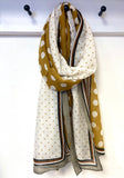 Ciara Spotted Colour Block Scarf - Mustard