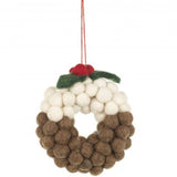 Handmade Felt Christmas Pud Wreath Decoration